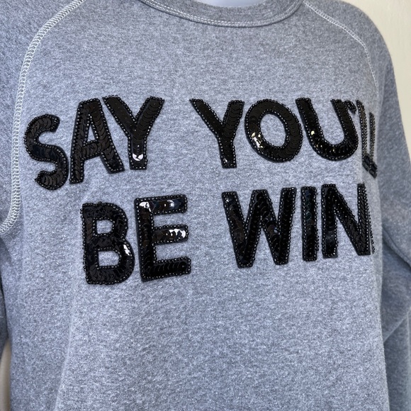 Bow & Drape “Say You'll Be Wine” Sequin Spellout Embellished Crewneck Sweatshirt - Picture 6 of 16